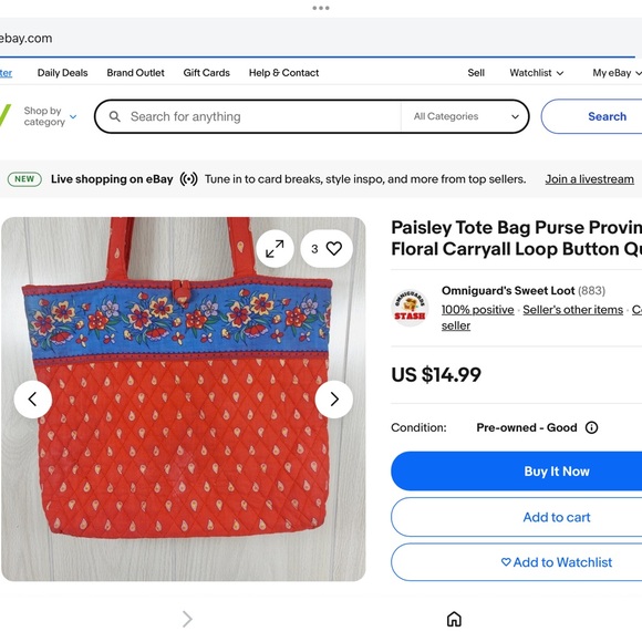 Quilted Paisley Red Floral Tote - Picture 7 of 7